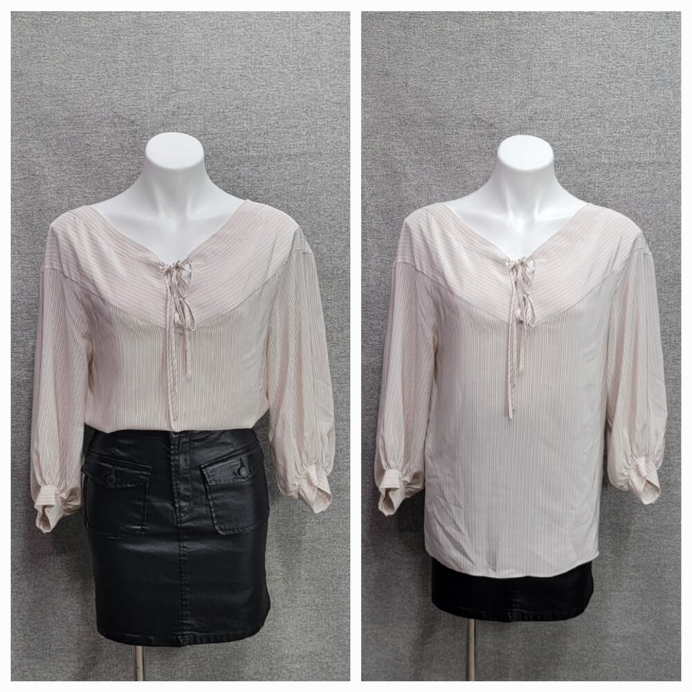 BARBARA BUI STRIPED SILK BLOUSE, SIZE 36